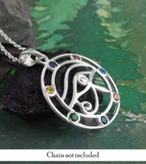 Eye of Horus Necklace with Chakra Crystals Sterling Silver CZ